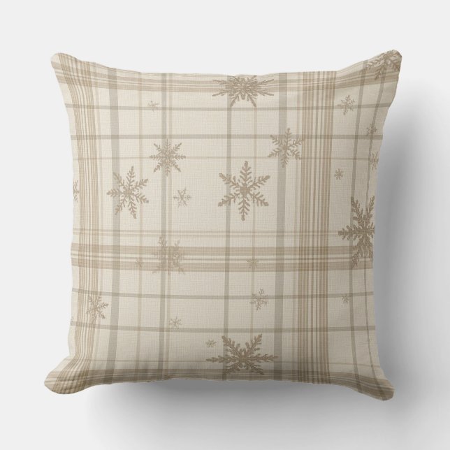 Zachte Sneeuwvlok Gingham Plaid Worp Kussen (Voorkant)