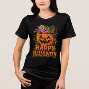 Zachte Snoep Pompoen Halloween Trick or Treat Tri-Blend Shirt