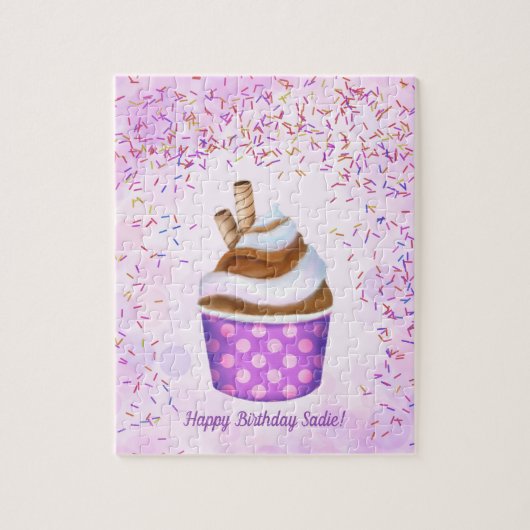 Zachte Soft Serve Ijs Personaliseer Verjaardag Legpuzzel (Verticaal)