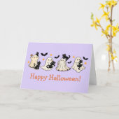 Zachte spook- en kat Halloween wenskaart Kaart (Gele Bloem)