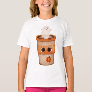 Zachte spookkoffiekop kinder Halloween T-shirt