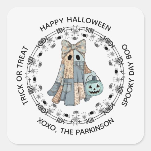 Zachte spookronde sticker – Happy Halloween ontwer (Voorkant)