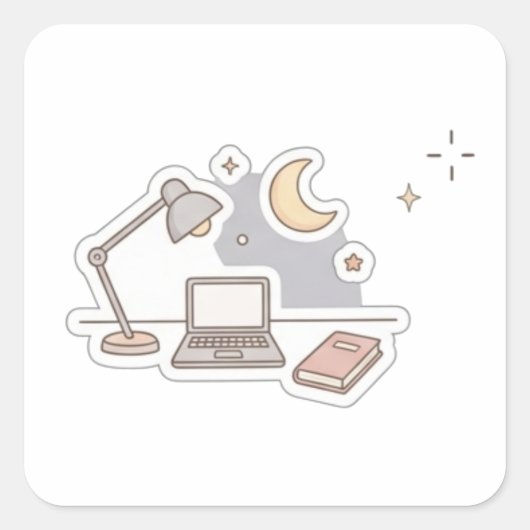 Zachte Sticker voor Laptop | Esthetische Lamp & Ro (Voorkant)