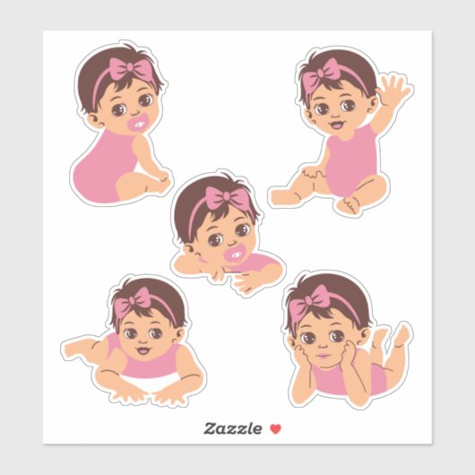 Zachte stickerplaat met bruinharige baby-uitknipse sticker (Vel)