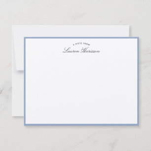 Zachte Stof Blauw Rand Elegante Naam Notitiekaart Kaart