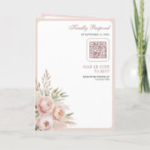 Zachte Stof Roze Roze Bloemige Pampas QR Code Trou (Achterkant)