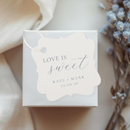 Zachte Stofachtige Blauwe Liefde Is Zoet Bruiloft Bedankjes Labels