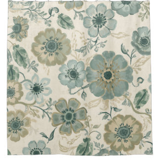 Zachte Stofachtige Blauwe Salie Groene Beige Boerd Douchegordijn