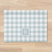 Zachte stoffige blauwe buffel check monogram theedoek