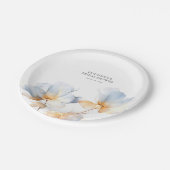 Zachte Stoffige Blauwe en Gouden Elegante Bloemen Papieren Bordje (Gekanteld)