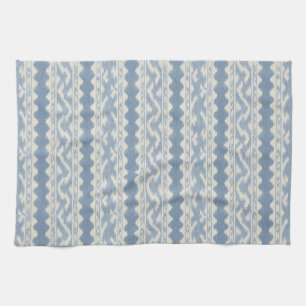 Zachte Storm Blauw Ikat, Scallop Streep Theedoek