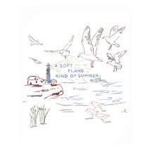 Zachte strand zomer illustratie | Kustposter