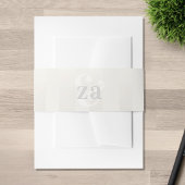 Zachte Streep Monogram Grijs Bruiloft Uitnodigingen Wikkel
