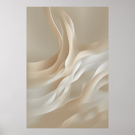 "Zachte stromingen" | Beige Abstracte kunst Poster (Voorkant)