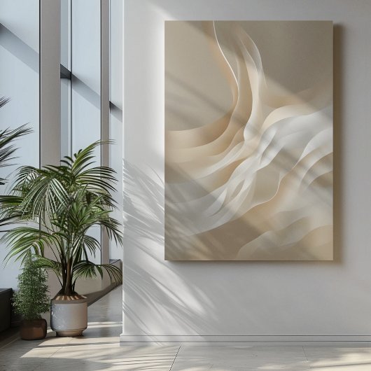 "Zachte stromingen" | Beige Abstracte kunst Poster