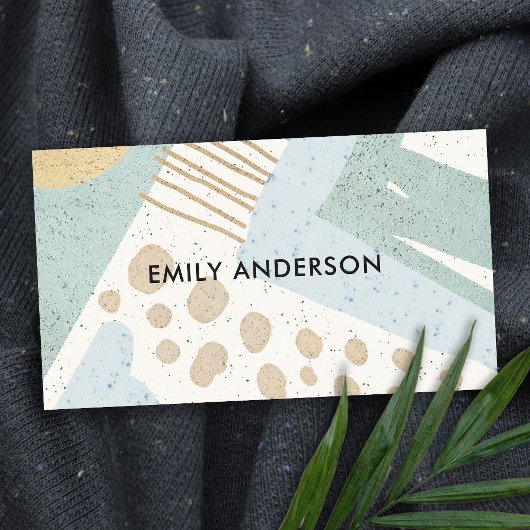 ZACHTE SUBTIELE AQUA MODERNE ABSTRACTE GEOMETRISCH VISITEKAARTJE