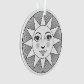 Zachte Sun Face Black en white Astronomy Symbol Ornament (voorkant)