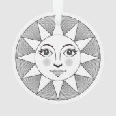 Zachte Sun Face Black en white Astronomy Symbol Ornament (achterkant)