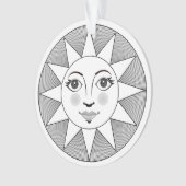 Zachte Sun Face Black en white Astronomy Symbol Ornament (voorkant)