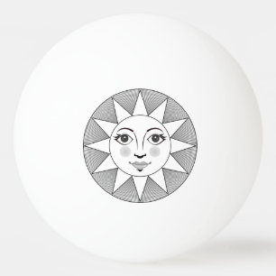Zachte Sun Face Black en white Astronomy Symbol Pingpongbal