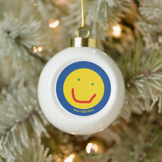 Zachte Sun Happy Face Keramische Bal Ornament (Boom)