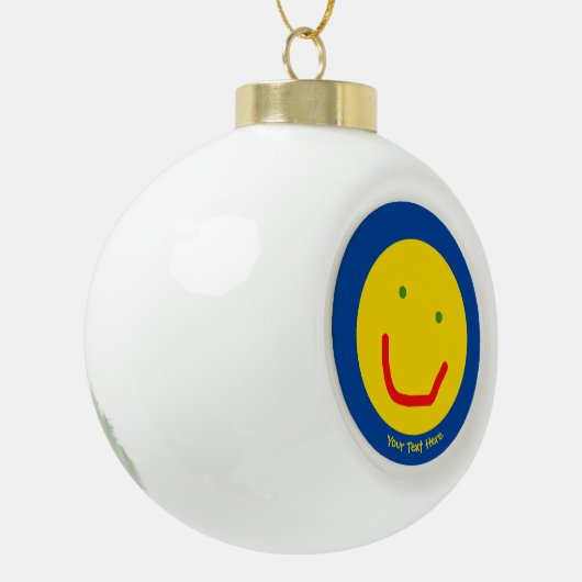 Zachte Sun Happy Face Keramische Bal Ornament (Links)