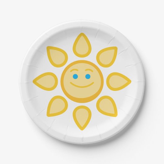 Zachte Sun Happy Face Papieren Bordje (Voorkant)