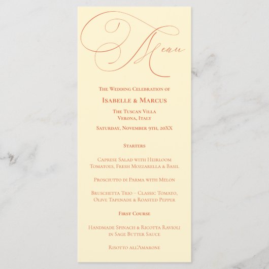 Zachte Sunset Hues Trouwmenu Menu (Voorkant)