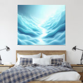 Zachte Surrealistische Aqua Droomlandschap Abstrac Canvas Afdruk (Insitu (Slaapkamer))