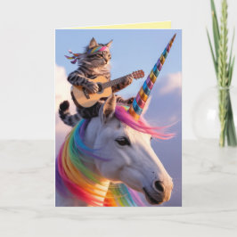 Zachte Tabby en Eenhoorn Wenskaart Feestdagen Kaart