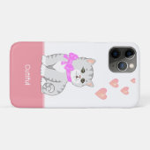 Zachte Tabby Kat & Hartjes op Roze & Wit Case-Mate iPhone Case (Achterkant (horizontaal))