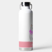 Zachte Tabby Kat & Hartjes op Roze & Wit Waterfles (Voorkant)