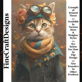Zachte Tabby Kat Met Sjaal & Jas CD5 Decoupage Tissuepapier