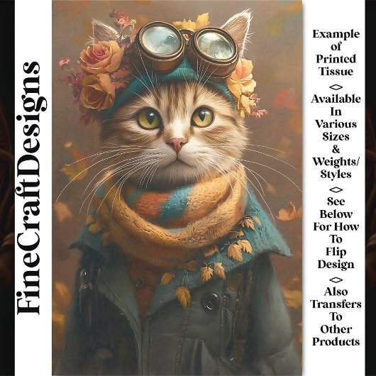 Zachte Tabby Kat Met Sjaal & Jas CD5 Decoupage Tissuepapier