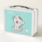 Zachte Tabby Kat & Muis op Lichtblauw (Achterkant)