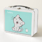 Zachte Tabby Kat & Muis op Lichtblauw (Voorkant)
