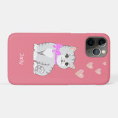 Zachte Tabby Poes & Hartjes op Roze Case-Mate iPhone Case (Achterkant (horizontaal))