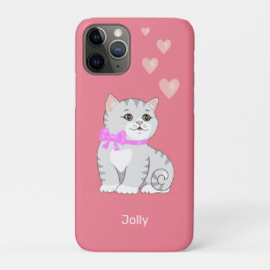 Zachte Tabby Poes & Hartjes op Roze Case-Mate iPhone Case