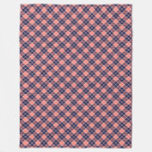 Zachte Tartan Gooi in Coral en Navy Check Patroon Fleece Deken (Voorkant)