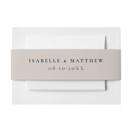 Zachte Taupe bruiloft Uitnodigingen Wikkel