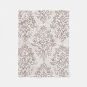 Zachte Taupe Damast Waterverf Klassiek Bloemmotief Fleece Deken
