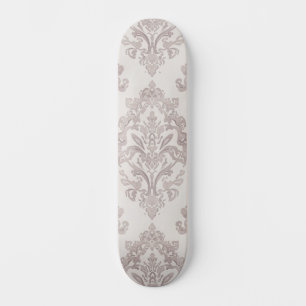 Zachte Taupe Damast Waterverf Klassiek Bloemmotief Persoonlijk Skateboard