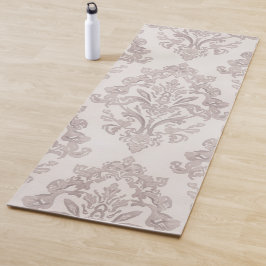 Zachte Taupe Damast Waterverf Klassiek Bloemmotief Yogamat