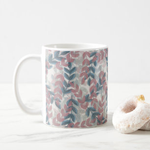Zachte Taupe & Gedempte Navy Klimop Bloemen Koffiemok