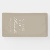 Zachte Taupe Ivoor Cheers Script Bruiloft Spandoek (Horizontaal)
