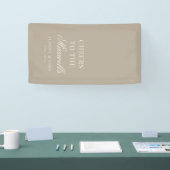 Zachte Taupe Ivoor Cheers Script Bruiloft Spandoek (Beurs)