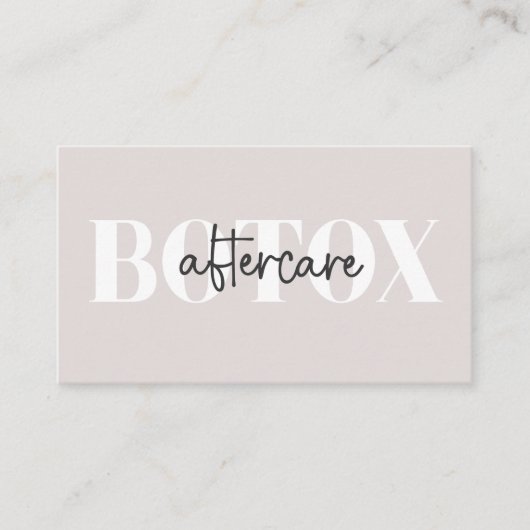Zachte Taupe Minimale Botox Nazorggids Visitekaartje (Voorkant)