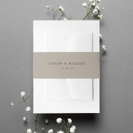 Zachte Taupe Persoonlijke bruiloft Uitnodigingen Wikkel