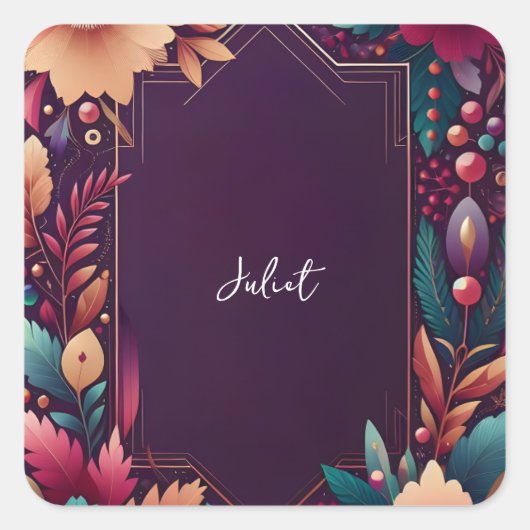 Zachte Teal Herfst Krachtige Juweeltoon Bruidsdouc Vierkante Sticker (Voorkant)