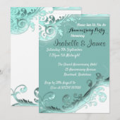 Zachte Teal Huwelijksjubileum Uitnodigingen (Voorkant / Achterkant)